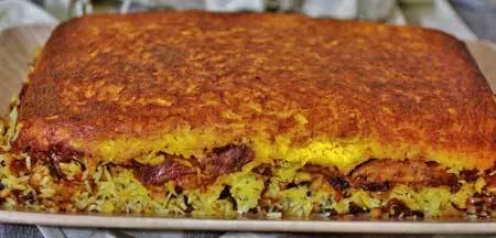 ته چین گوشت گوسفندی