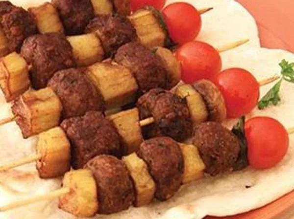 کباب مخلوط مرواریدی با بادمجان