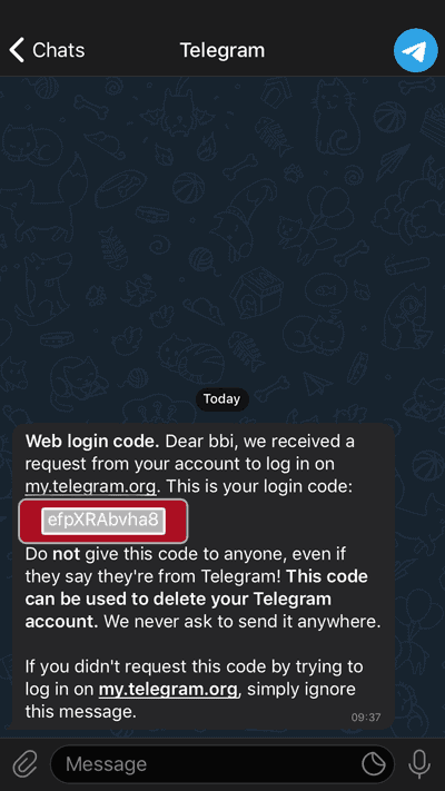 telegram code