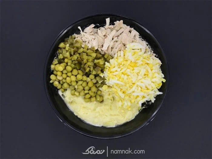 ترکیب مواد سالاد الویه مواد سالاد الویه