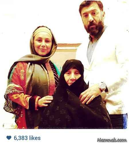 بهنوش بختیاری در کنار علی انصاریان و مادرش