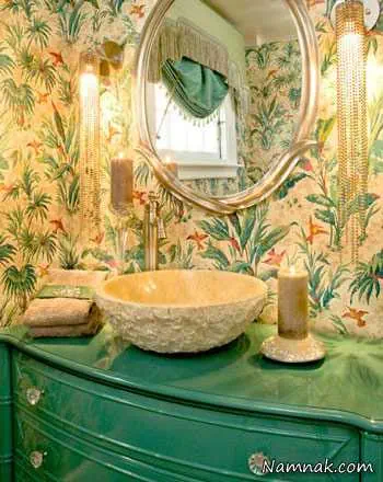 طرح های دیواری گلدار برای سرویس بهداشتی