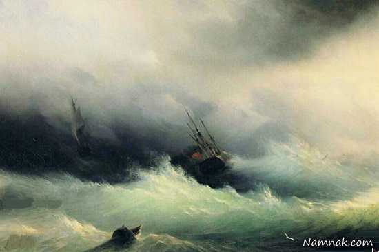 نقاشی دریای طوفانی