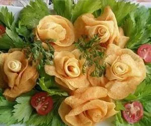 آموزش تهیه چیپس سیب زمینی به شکل گل رز