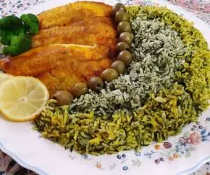 تزیین سبزی پلو با ماهی