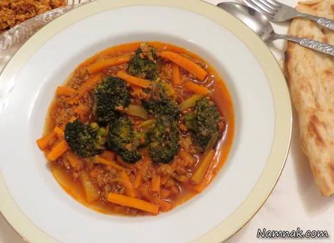 خورش سویا و کلم بروکلی