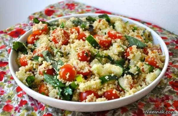 سالاد کوسکوس و گوجه گیلاسی