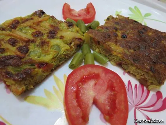 کوکوی لوبیا سبزبا گوشت