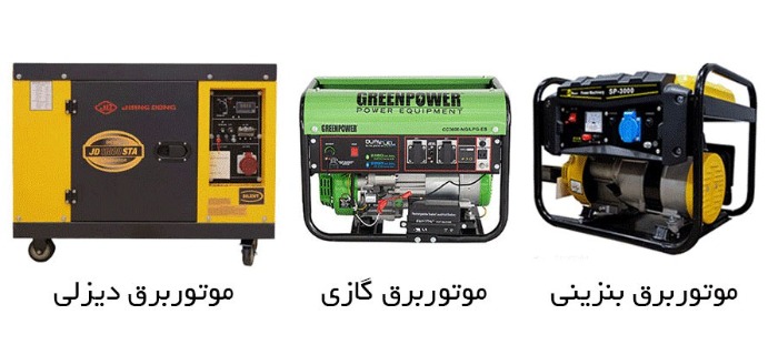 انواع موتور برق بر اساس سوخت مصرفی