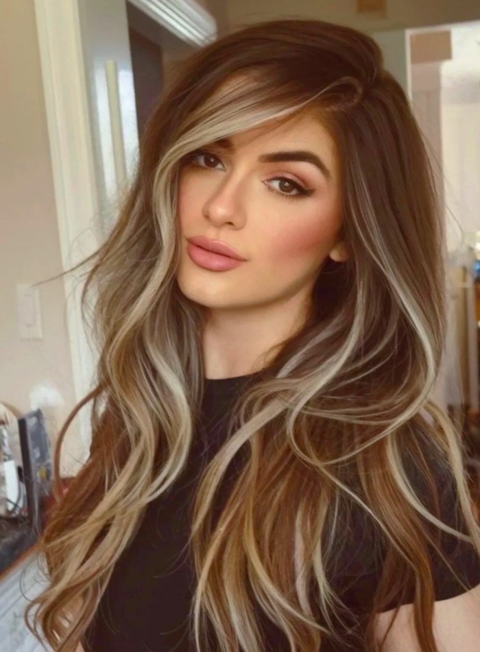 رنگ مو شکلاتی و مش استخوانی