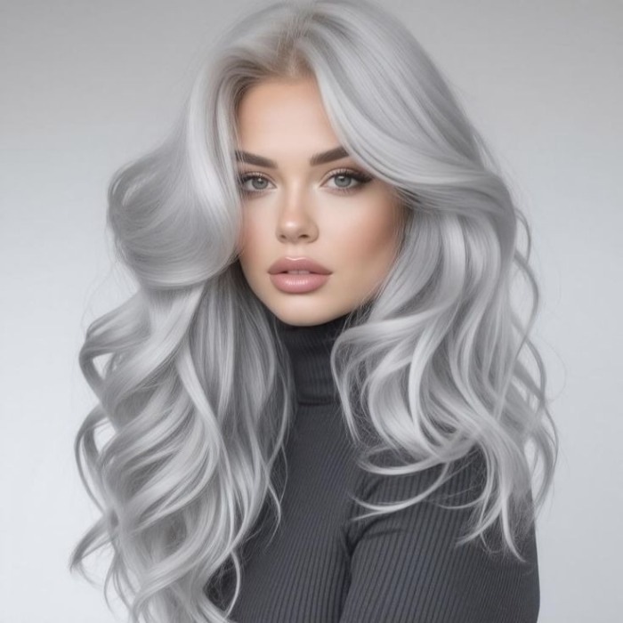 رنگ موی بلوند خاکستری روشن با دکلره