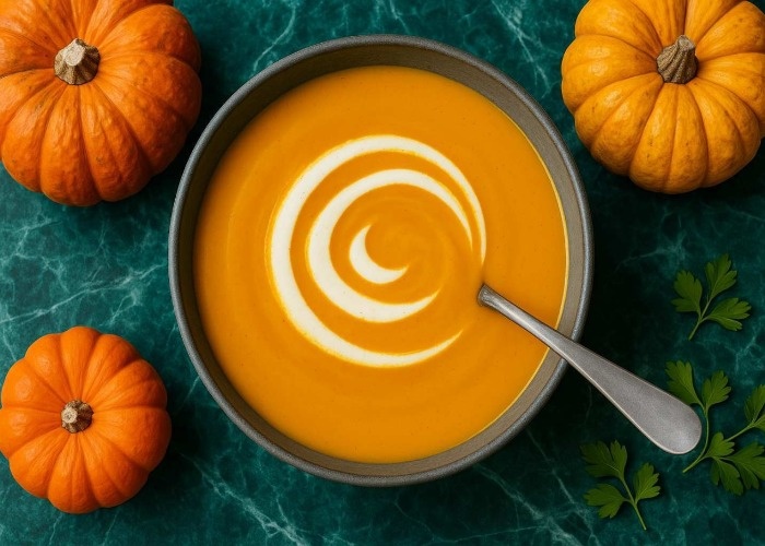 سوپ کدو حلوایی با مرغ