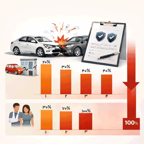 تاثیر تعداد تصادفات بر درصد تخفیف‌‌ بیمه