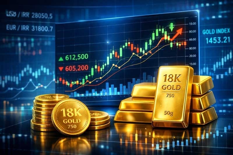 بررسی قیمت لحظه ای طلای 18 عیار