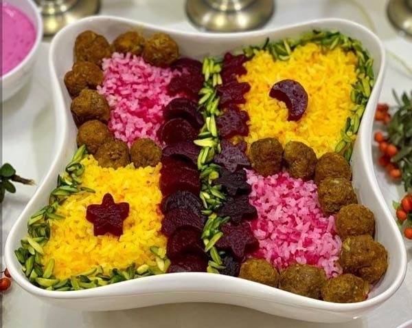 عکس تزیین برنج با لبو