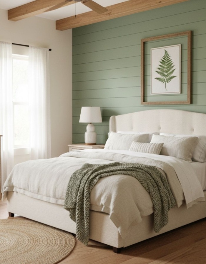 اتاق خواب سفید و سبز