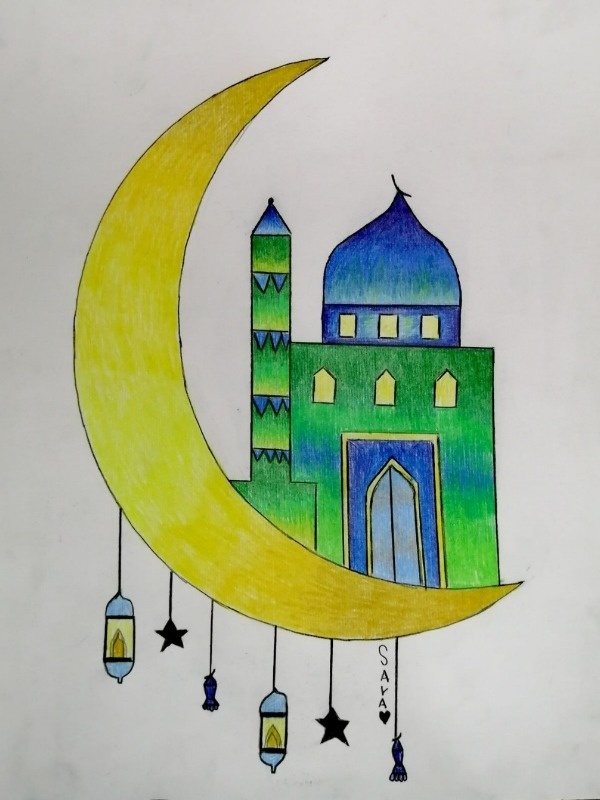 آموزش نقاشی ماه رمضان ساده