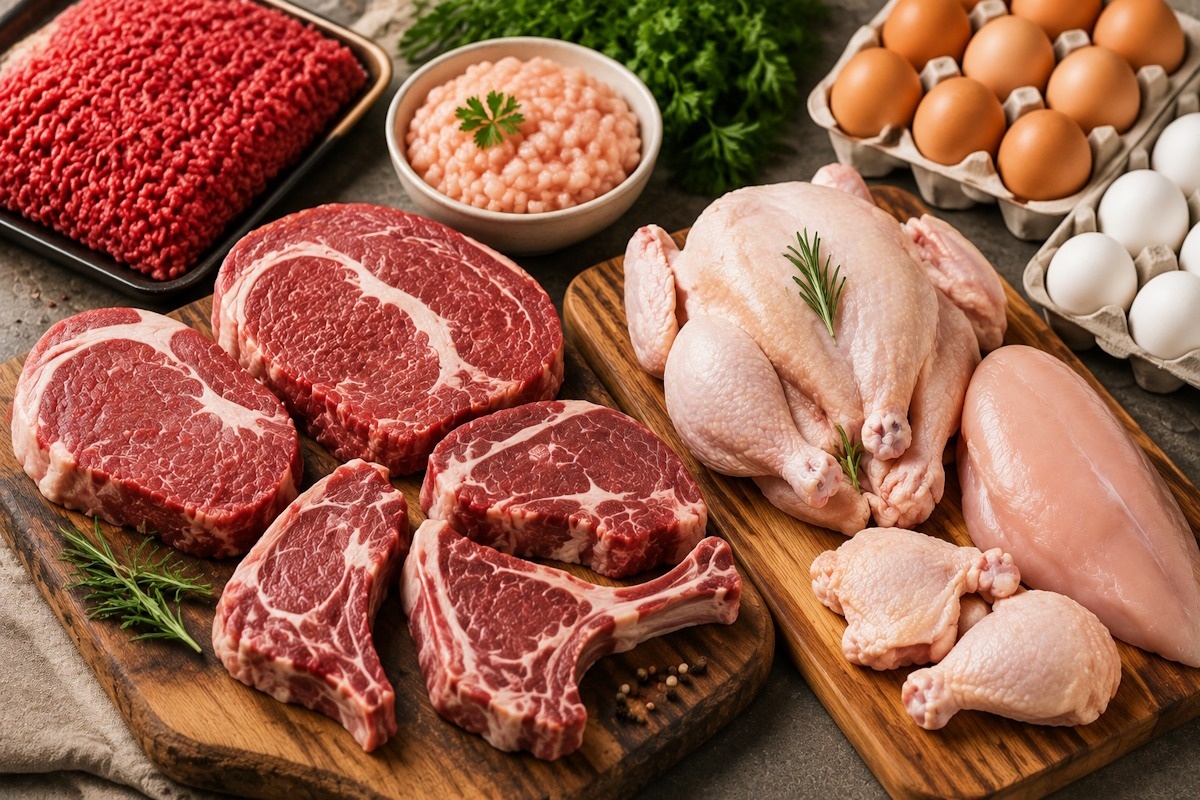 مرغ، تخم‌مرغ و گوشت