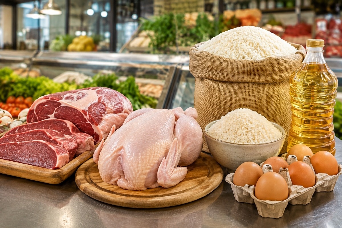 برنج، مرغ، گوشت و روغن
