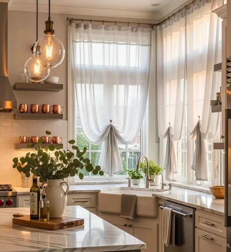 پرده حریر برای آشپزخانه 