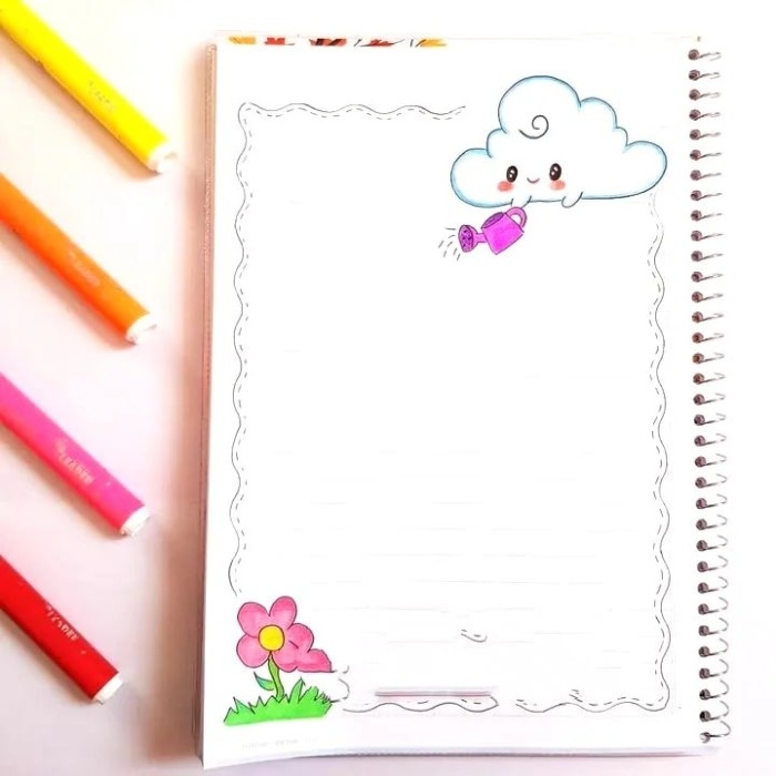 نقاشی حاشیه دفتر مشق دخترانه