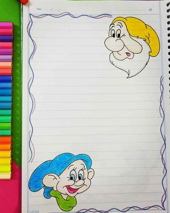 نقاشی حاشیه دفتر مشق دخترانه