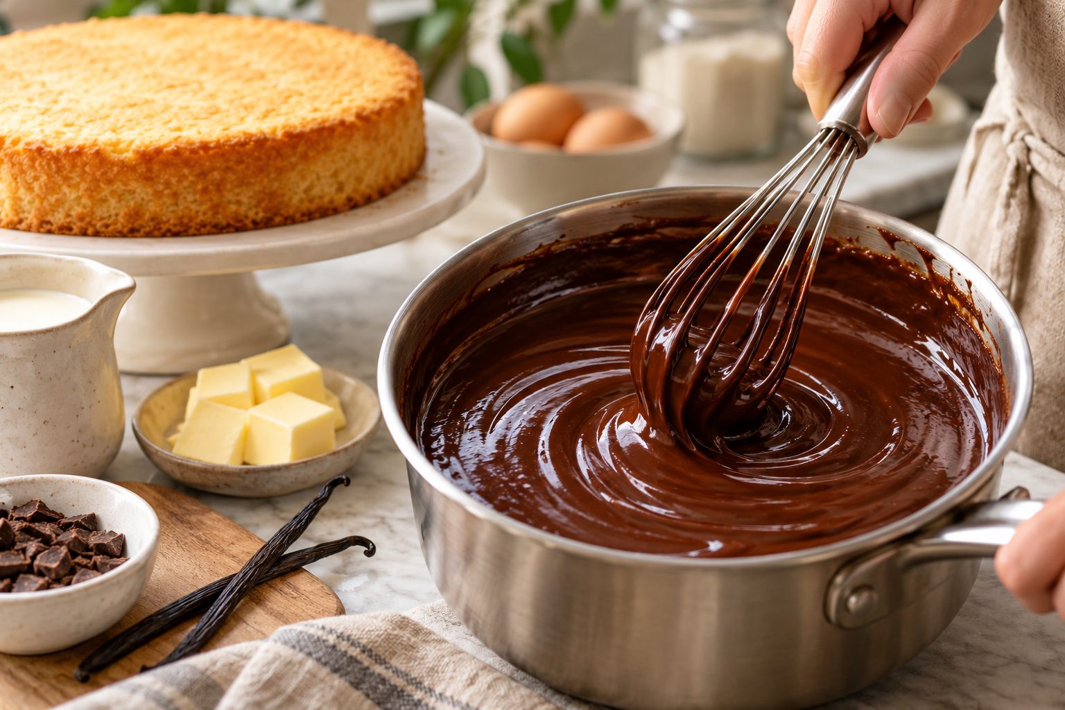 طرز تهیه سس براق شکلاتی با پودر کاکائو، بهتر از قنادی ها+ مراحل کامل