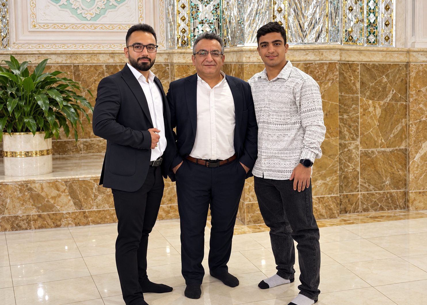 احمد جوان در کنار پدر و برادرش 