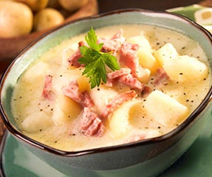 سوپ سیب زمینی و ژامبون