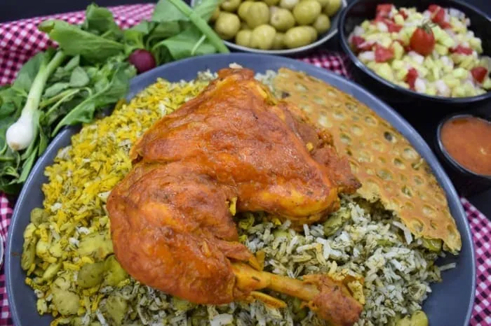 باقالی پلو با مرغ
