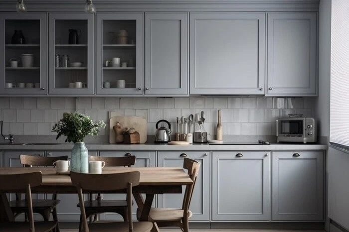 کابینت طوسی سفید
