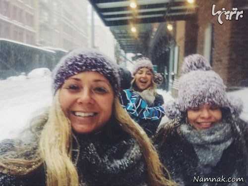 ستاره های هالیوود در طوفان برف نیویورک عکس گرفتند