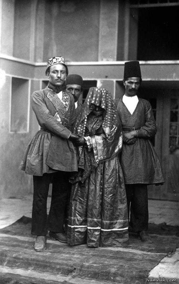 عکس جالب عروس و داماد دوره قاجار