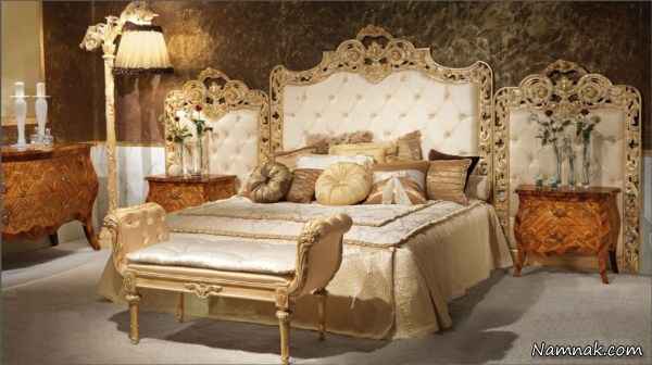 مدل تخت خواب دو نفره چوبی سلطنتی
