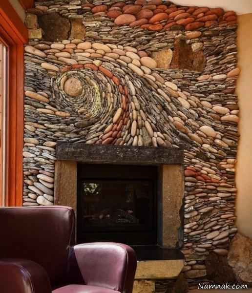 تزیین نمای بیرون و داخلی خانه با سنگ + تصاویرتزیین شومینه با سنگ