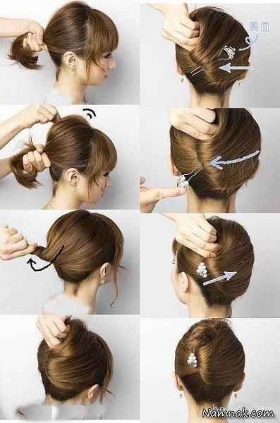 مدل شینیون ساده برای موهای کوتاه