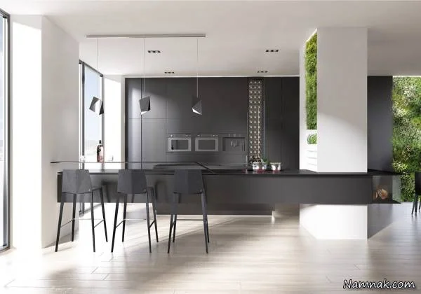 کابینت آشپزخانه سفید مشکی خارجی کابینت آشپزخانه سفید مشکی