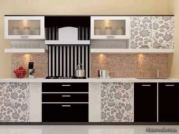 کابینت سفید مشکی هایگلاس کابینت سفید مشکی