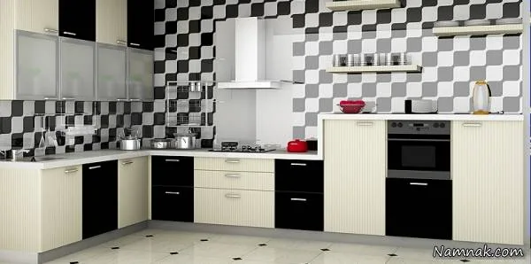 دکوراسیون کابینت آشپزخانه سفید مشکی کابینت آشپزخانه سفید مشکی