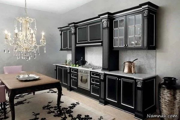 کابینت آشپزخانه سفید مشکی منبران کابینت آشپزخانه سفید مشکی