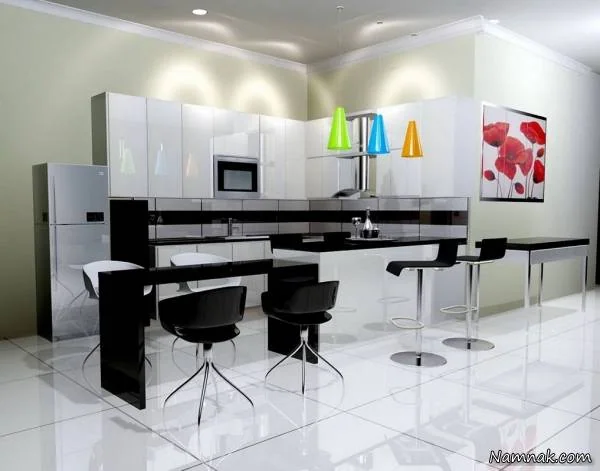 کابینت آشپزخانه سفید مشکی 95 کابینت آشپزخانه سفید مشکی