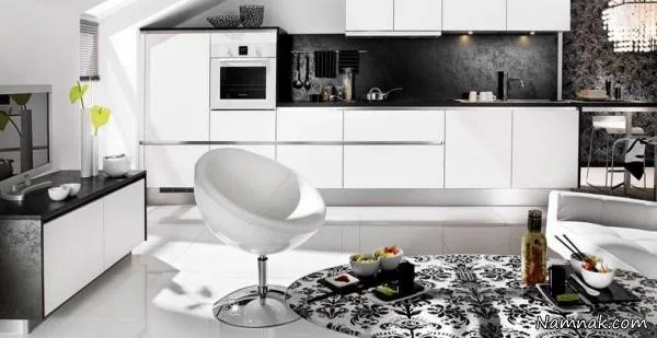 کابینت سفید مشکی مجلل کابینت سفید مشکی