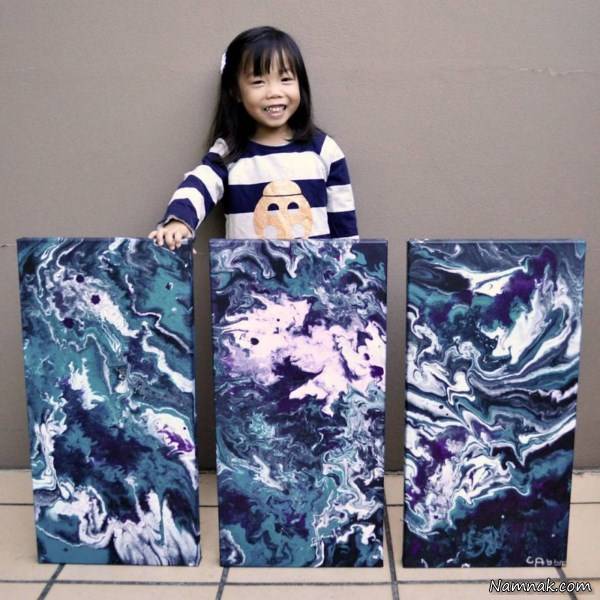 نقاشی کهکشانی دختربچه 5 ساله