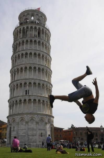 عکس خنده دار برج پیزا 