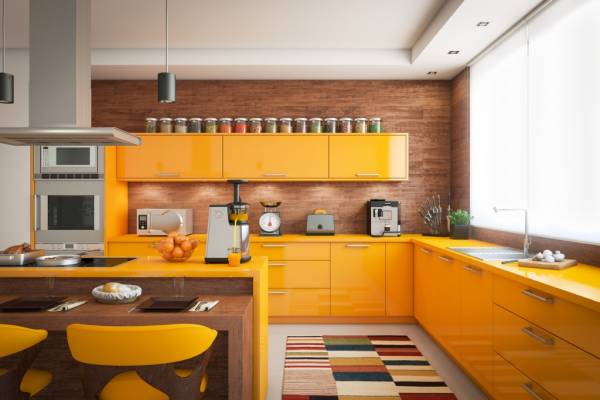 رنگ طلایی یا زرد در آشپزخانه