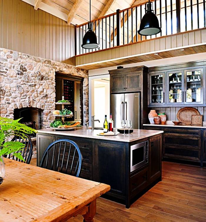 آشپزخانه سنگ و چوب
